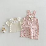 【73-120cm】Ｔシャツ or サロペット ベビー 女の子 可愛い 花柄 リボン付き - 画像 (6)