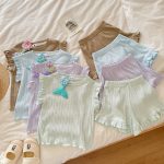【90-140cm】女の子 おしゃれ フリル 無地 セットアップ - 画像 (5)