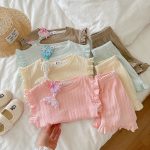 【90-140cm】女の子 おしゃれ フリル 無地 セットアップ - 画像 (4)