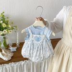 【66-90cm】ロンパース＆シャツ ブルーフラワー 可愛い 女の子 - 画像 (5)