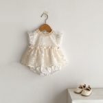 【73-100cm】ロンパースワンピース ベビー 女の子 フリル袖 - 画像 (6)