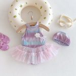 【73-100cm】ワンピース水着 プリンセス レース付き プール遊び - 画像 (5)