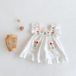 【66-100cm】ワンピース ベビー服 女の子 おしゃれ 刺繍 レース