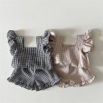【70-100cm】セットアップ ベビー フリル チェック