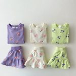 【73-120cm】セットアップ ベビー女の子 さくらんぼ Tシャツ&ミニスカート