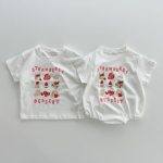 【66-100cm】ロンパース or Tシャツ ベビー プリント コットン