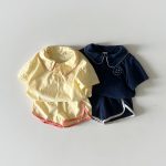 【73-100cm】セットアップ ベビー カジュアル スマイル襟付き