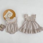 【66-130cm】ロンパース or ワンピース ベビー 女の子 ストライプ フリル - 画像 (3)