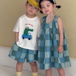 【80-150cm】セットアップorワンピース グリーンチェック 可愛い - 画像 (6)