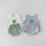 【66-100cm】セットアップ ベビー 可愛い ベスト&ボーダーショートパンツ - 画像 (3)