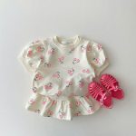 【73-120cm】セットアップ ベビー女の子 さくらんぼ Tシャツ&ミニスカート - 画像 (3)