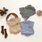 【66-90cm】ロンパース ベビー チェック クマロゴ - 画像 (4)