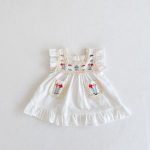 【66-100cm】ワンピース ベビー服 女の子 おしゃれ 刺繍 レース - 画像 (3)