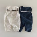 【66-90cm】ロンパース ベビー ノースリーブ セーラーカラー - 画像 (3)