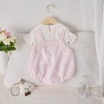 【66-100cm】セットアップ ベビー チェック サロペットロンパース&Tシャツ - 画像 (4)