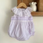 【73-90cm】ロンパース ベビー ドット フリル襟 ノースリーブ - 画像 (2)