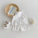 【66-100cm】セットアップ ベビー カラフルハート刺繍