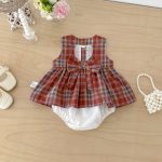 【66-90cm】ロンパース レッド チェック 可愛い ベビー服 - 画像 (7)