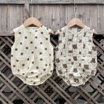 【66-90cm】ロンパース ベビー ノースリーブ くま ドット柄 - 画像 (5)