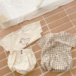 【66-100cm】セットアップ ベビー ドット/チェックあひるプリント - 画像 (7)