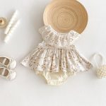 【66-90cm】ロンパースドレス ベビー服 女の子 ノースリーブ 丸襟 花柄 - 画像 (3)