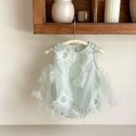 【73-90cm】ドレスロンパース ベビー おしゃれ ふんわりチュール - 画像 (2)