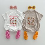 【66-100cm】ロンパース or Tシャツ ベビー プリント コットン - 画像 (4)