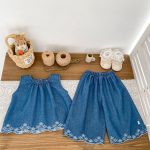 【73-120cm】セットアップ ベビー 女の子 デニムトップス&パンツ ノースリーブ - 画像 (5)