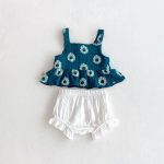 【66-100cm】セットアップ ベビー服 女の子 フラワーキャミトップス&ショートパンツ - 画像 (5)