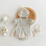 【66-90cm】ロンパース＆帽子 ベビー服 女の子 レース 花柄 - 画像 (3)