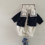 【66-90cm】ロンパース ベビー ノースリーブ セーラーカラー - 画像 (6)
