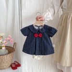 【66-90cm】ロンパース ベビー 女の子 チェックセーラー - 画像 (4)