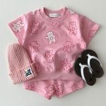 【73-100cm】セットアップ ベビー 半袖 可愛い くまさん - 画像 (5)
