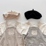 【66-90cm】セットアップ ベビー チェックサロペットロンパース&半袖Tシャツ - 画像 (10)