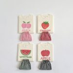 【80-130cm】セットアップ キッズ服 フルーツ柄 トップス&チェックショートパンツ - 画像 (3)