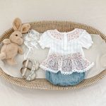 【73-110cm】セットアップ ベビー 花柄 レース リボン付き - 画像 (3)