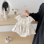 【66-90cm】ロンパースドレス ベビー服 女の子 ノースリーブ 丸襟 花柄 - 画像 (6)
