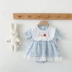 【66-90cm】ロンパースワンピース ベビー フリル付き ハート柄 - 画像 (3)