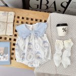 【66-90cm】ロンパース ブルー襟 ウサギ 可愛い ベビー服 - 画像 (3)