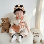 【66-90cm】カバーオール＆バッグ ベビー クマ柄 ストライプ - 画像 (3)