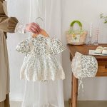 【66-90cm】ロンパース＆帽子 ベビー服 女の子 レース 花柄 - 画像 (4)
