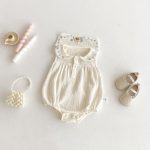 【66-90cm】ロンパース  ベビー ノースリーブ くま刺繍 - 画像 (2)