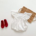 【66-100cm】ロンパース ベビー 女の子 花刺繍 スクエアネック - 画像 (3)