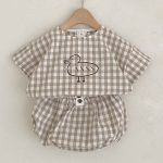 【66-100cm】セットアップ ベビー ドット/チェックあひるプリント - 画像 (5)