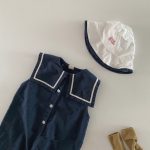 【66-90cm】ロンパース ベビー ノースリーブ セーラーカラー - 画像 (5)