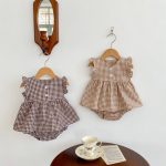 【66-100cm】セットアップ ベビー チェック フリル トップス&パンツ - 画像 (6)