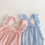 【66-90cm】サロペットロンパース ベビー フリル袖 チェック - 画像 (10)