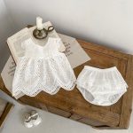 【66-100cm】セットアップ ベビー アイレットフラワー&ハート - 画像 (6)