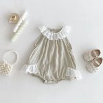 【66-100cm】ロンパース ベビー 女の子 レース襟 ノースリーブ - 画像 (2)