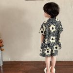 【80-150cm】セットアップorワンピース ブラック花 おしゃれ 兄妹お揃い - 画像 (14)